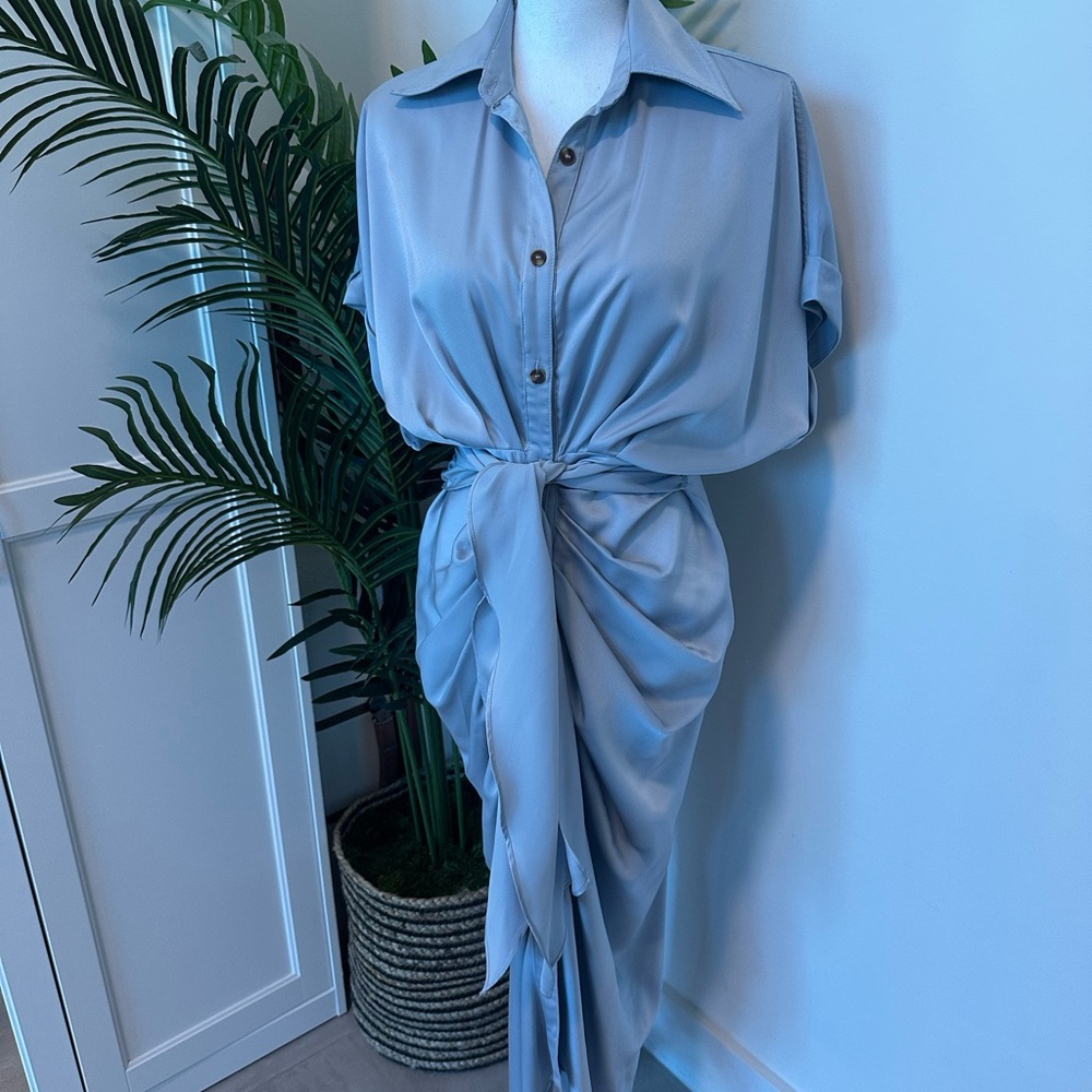Elegant Blue Button-Down Dress by Mable